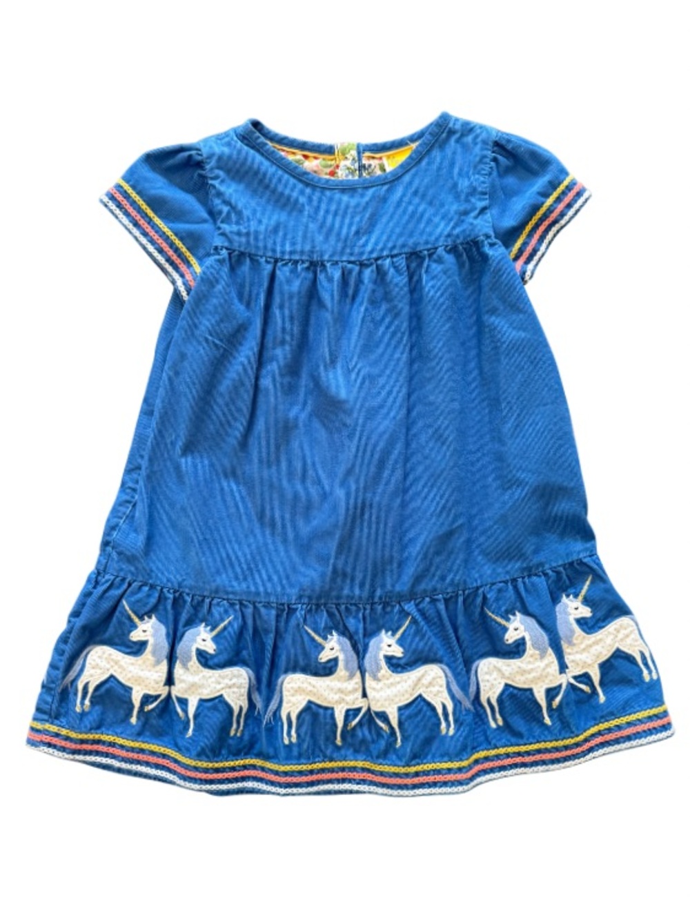 🦄 Mini Boden Girls Unicorn Appliqué Corduroy Dress 4-5Y